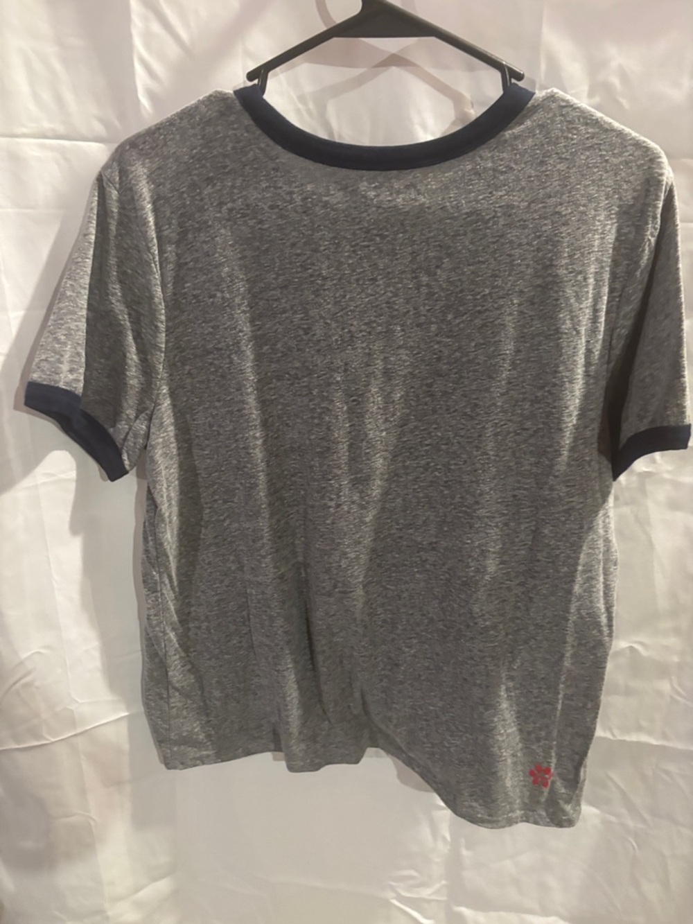 BOBS from Skechers Heather Gray Short Sleeve Tee with Navy and Pink Accents - Picture 4 of 4